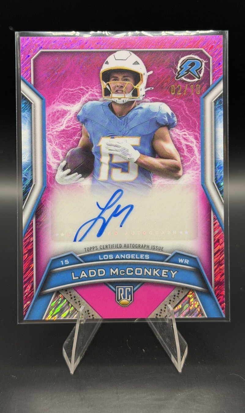 2024 Topps Resurgence Ladd McConkey RC Auto Pink Power Surge /10