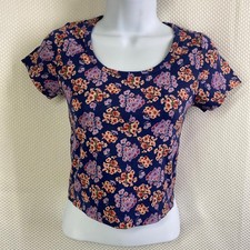 Paul & Joe x Uniqlo Navy Blue Floral Crop Top T-Shirt Size S