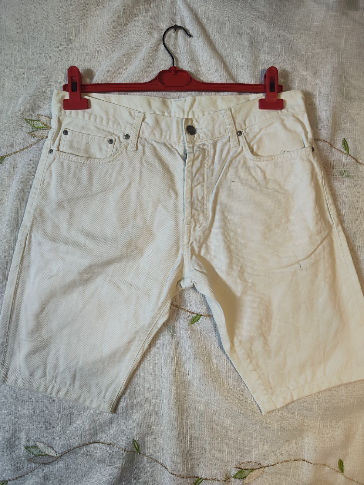 Pantalón Corto Carhartt WIP Klondike II Denim Blanco W34 Cónico