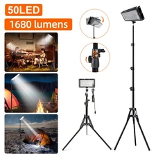 50W Portable Tripod Stand LED Work Light Flood Light Heavy Duty Metal Stand