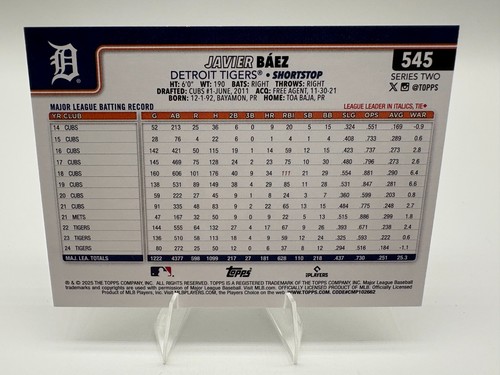 Topps Series 2 2025 MLB Baseball Javier Baez #545 FREE GIFT - Picture 2 of 2