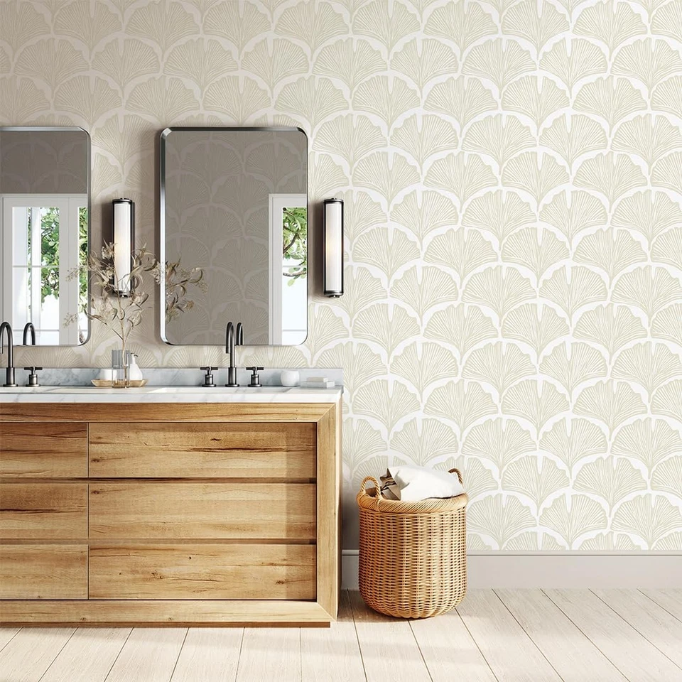 Tempaper x Novogratz Waverly White Feather Palm removível casca e vara parede... - Imagem 2 de 4