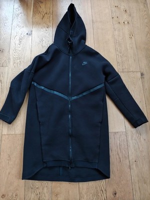 Nike Tech Fleece Damen Drill Y2K Full Zip Distressed Long Hoodie Gr.L Schwarz