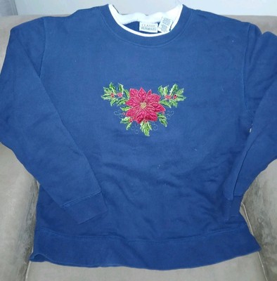 Vintage CLASSIC ELEMENTS Women's Christmas Holiday Sweatshirt Sz. M Navy Blue