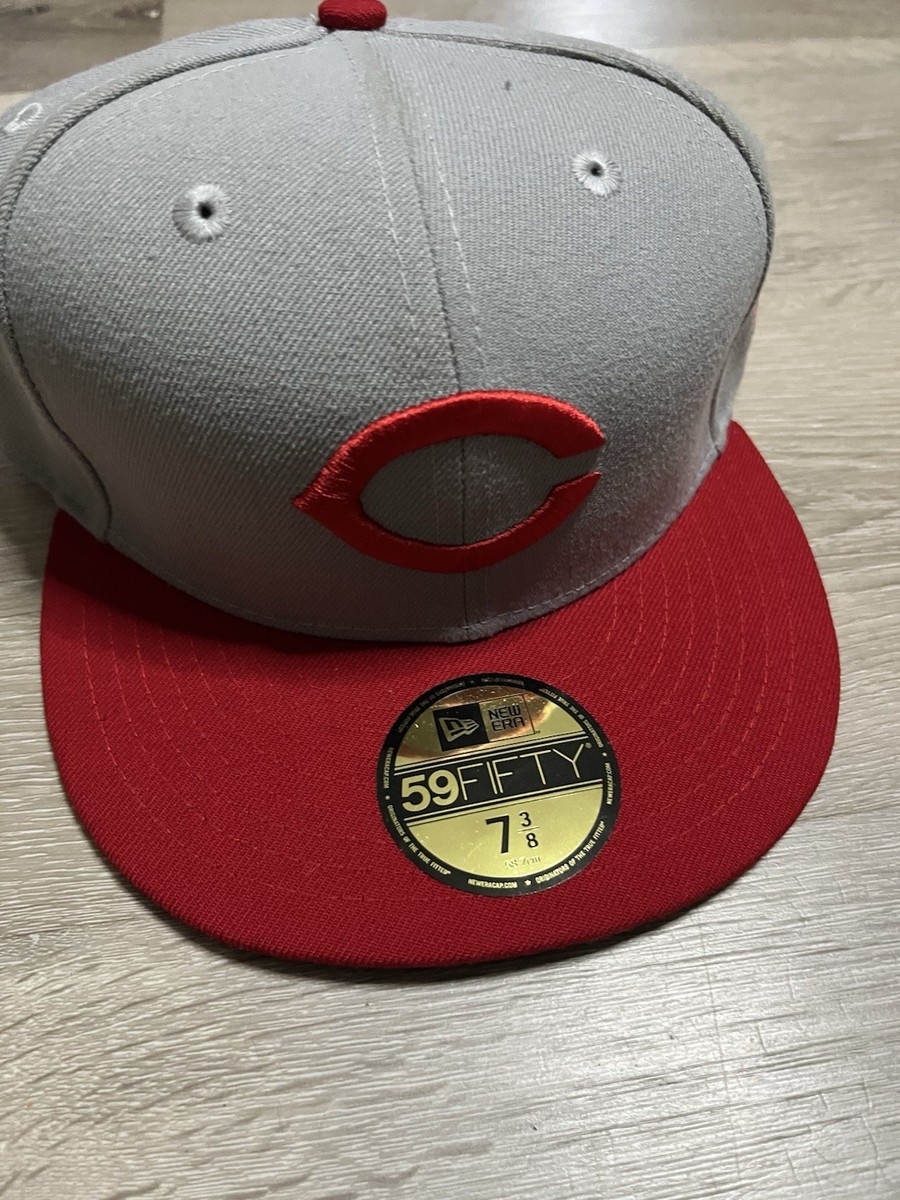 Cincinnati Reds Hat Cap Men Fitted 7 3/8 Red Gray New Era 59FIfty
