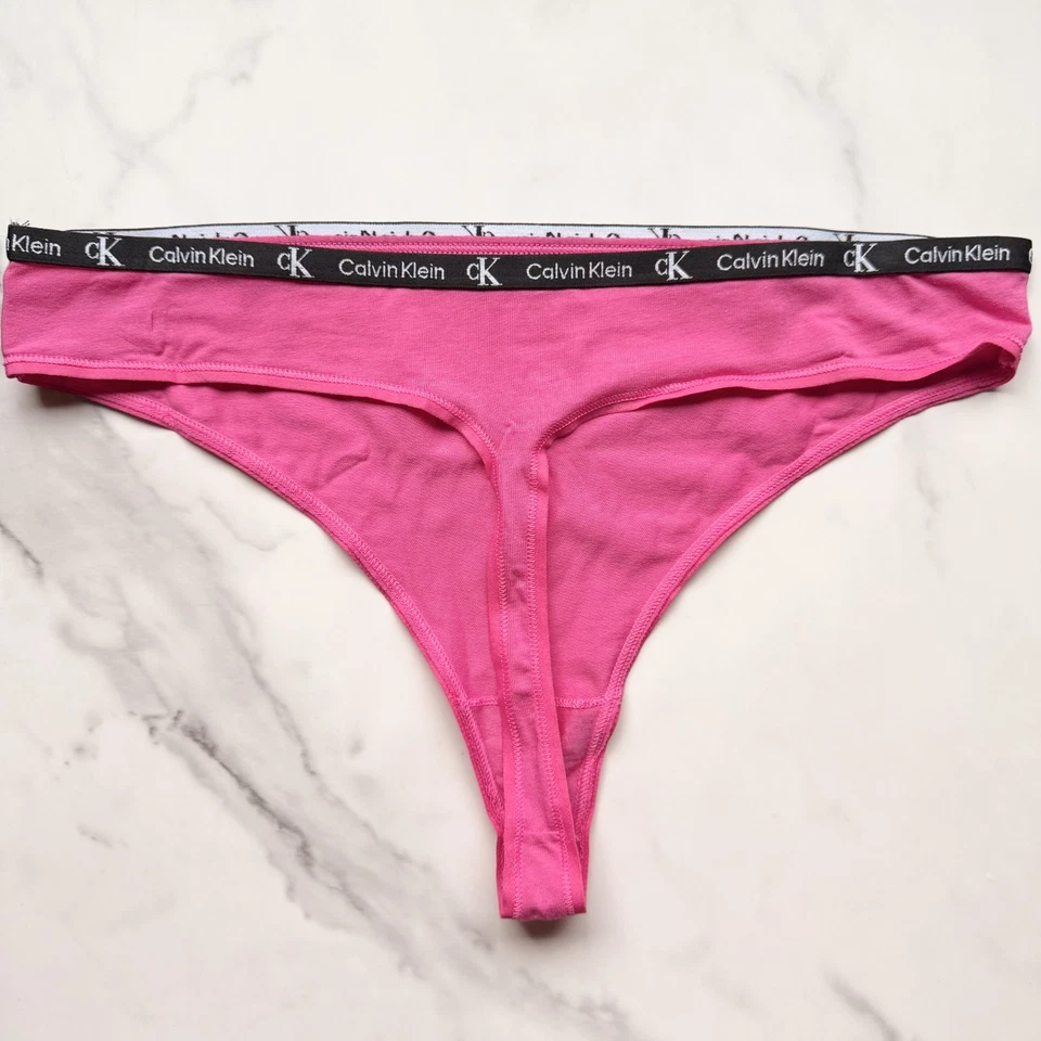 Calvin Klein 1996 棉弹力现代丁字裤内裤粉色,尺寸 L/XL — 第 2/4 张图片