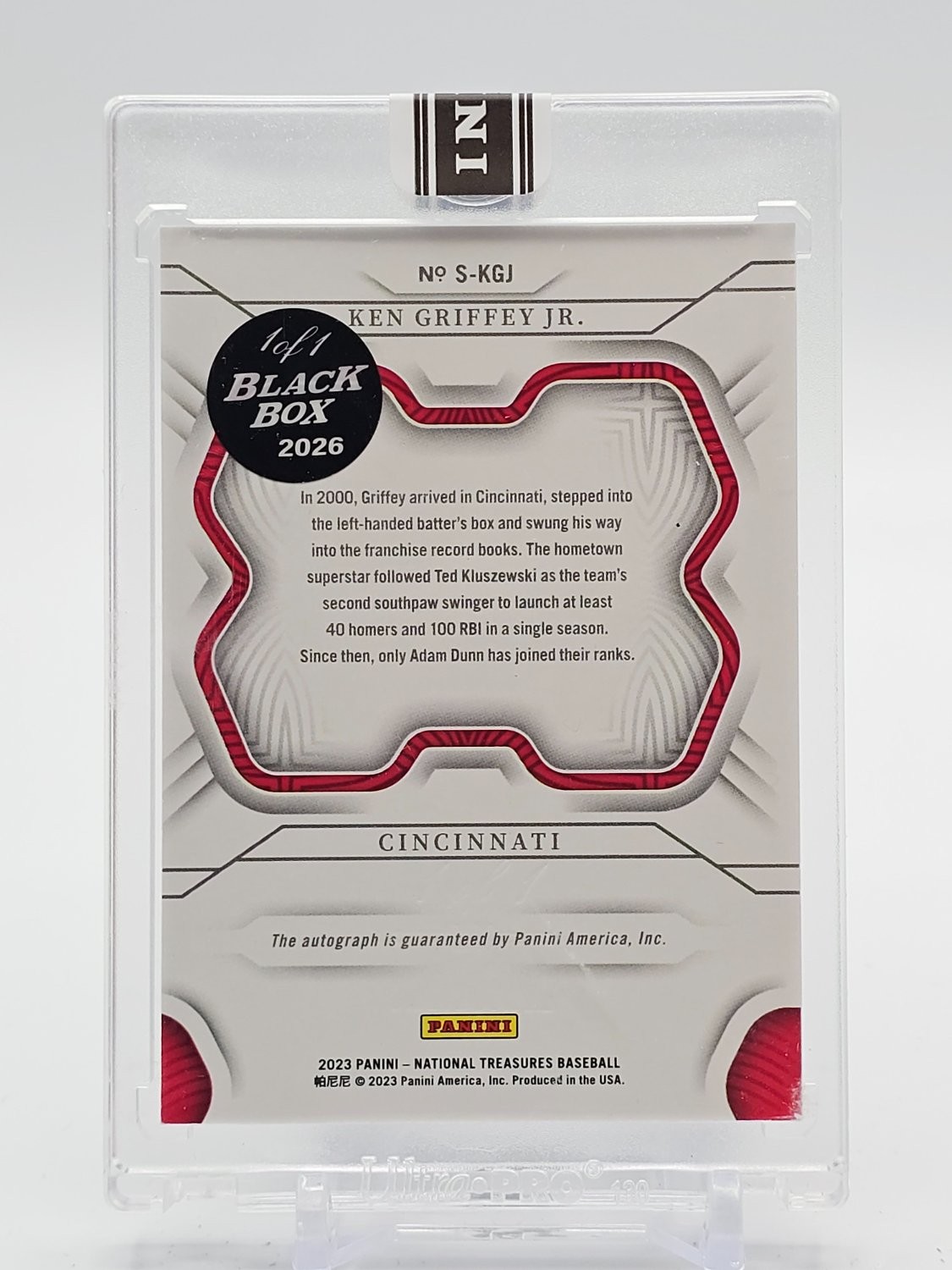 KEN GRIFFEY JR. 2023 NATIONAL TREASURES SIGNATURES AUTO BLACK BOX 1/1 Q3420 view 2