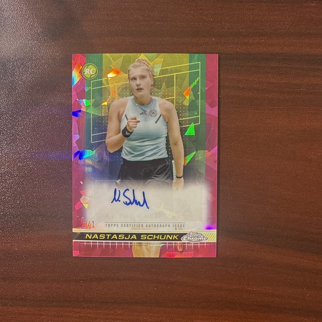 2024 Topps Chrome Tennis Nastasja Schunk Padparadscha Sapphire Rookie Auto 1/1