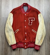 50s VINTAGE Butwin Wool Corduroy Varsity Letterman Jacket Size Small Two Tone