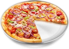 P&P CHEF Pizza Pan Bakeware for Home Kitchen, Stainless 13.5 Inch, Silver 