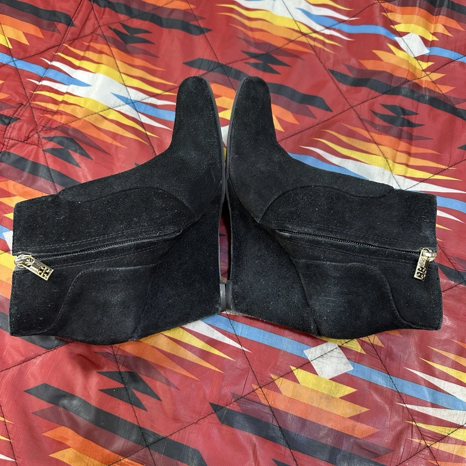 Botín Tory Burch Cuña Gamuza Cuero Negro Botín 7.5 M Mujer’s Botín Foto 4 de 4