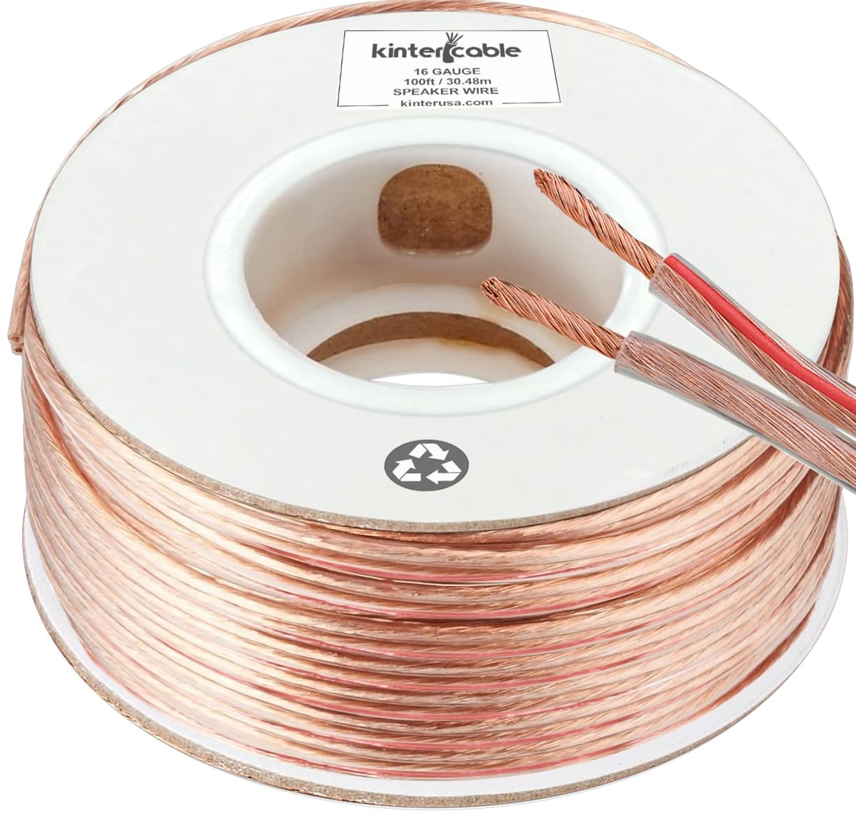 Kinter Cable 100ft 16-Gauge Audio Stereo Speaker Wire Cable, 100 feet, Red