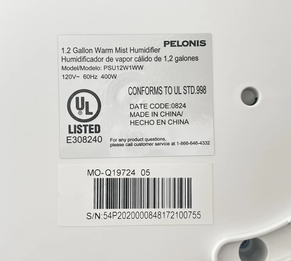 Pelonis 1.2 Gallon Warm Mist Humidifier White PSU12W1WW Filter Free - Image 3 of 3