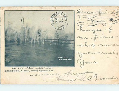 Pre-Chrome WATER SCENE Winthrop Massachusetts MA m/09 AH6402