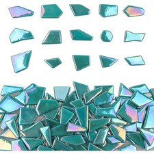 Iridescent Glass Mosaic Tiles, 200G Bulk Broken Pieces for DIY Crafts