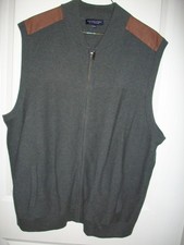 Roundtree  Yorke Men's GREY 100 Cotton Full Zip Casual Vest Size 3XB-Ships FRE