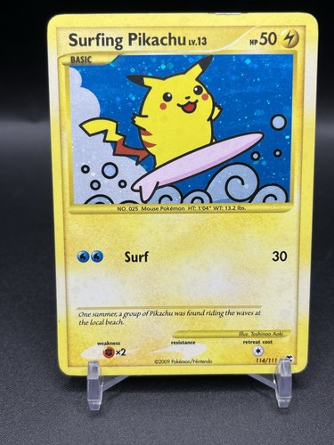 Pokemon Surfing Pikachu 114/111 Rising Rivals Holo Secret Rare MP