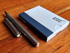 MONTBLANC Füllfederhalter 14K Goldfeder 585 Edelstahl matt + Patronen Slim Line