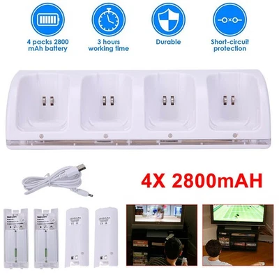MARKENLOS 4x 2800mAh Akku Quad Ladegerät Ladestation für Nintendo Wii Remote Controller DE