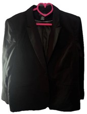 Liz Claiborne Black Blazer Career Regular Fit Size 16 Notch Lapel Two-Button