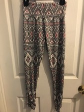 Girl  s Multi-colored Stretch Leggings Pants Size 10 Preowned Justice Brand