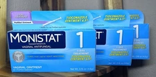 3x MONISTAT 1 Vaginal Antifungal Ointment Yeast Infections  0.16 Oz- NEW SEALED