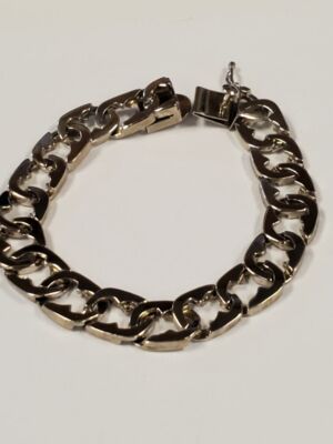 Sterling Silber 7,5'' Kühn Einzigartig Haifischbiss Gliederarmband 25,3 Gr.