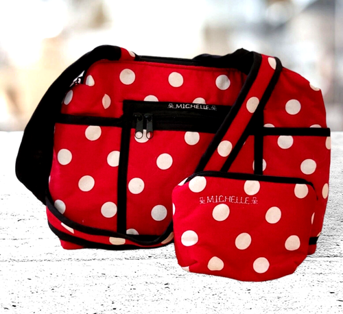 Michelle Eye Catcher Red Polka Dot Purse Double Strap Handbag - Picture 3 of 8