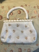 Vintage Ladies Stylecraft  Ivory Beaded Handbag