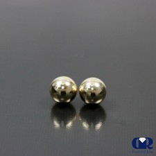 14K Gold Ball Stud Earrings With Push Back 7 mm
