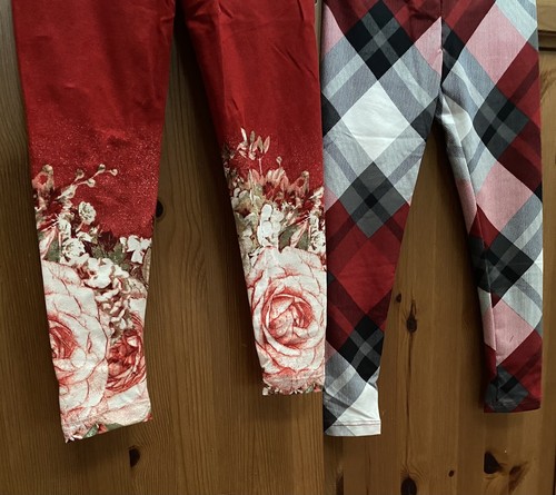 Lularoe S/M Leggings Valentines Amore Red Floral Dipped & Plaid 2 Pack - Picture 2 of 2