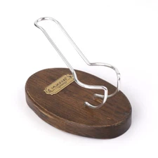 Wooden Tobacco Pipe Stand Rack Holder for 1 Smoking Pipe Round Shape Silver Slot