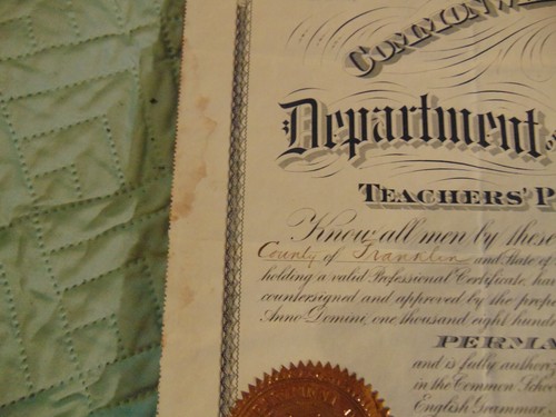 VINTAGE Commonwealth of Pennsylvania TEACHERS PERMANENT Certificate 1900? - Picture 6 of 12