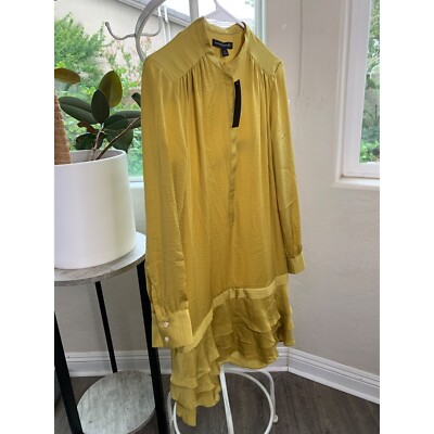 Banana Republic Long Sleeve Tiered Dress Mini Gold Sz 4 Drop Waist NWT $128  6930 | eBay