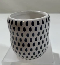 CANDLEHOLDER Ceramic Votive - Mini Planter 3" T, Navy/White. Stocking Stuffer!
