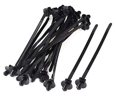 20pcs Nylon Push Mount Car Dome Cable Zip Tie 6.5inch Length Black