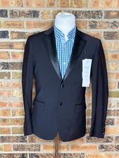 Kenneth Cole Reaction Techni-Cole Slim Fit Stretch Black Tuxedo Suit - 38S New