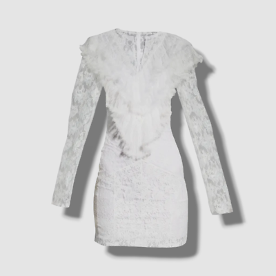 Philosophy Di Lorenzo Serafini - Women's Ruffled Lace Mini Dress - White/Black - Moda Operandi - Wedding Guest Dress