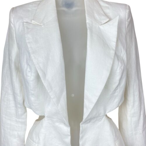 Bardot Domenica Linen Cotton Cut Out Blazer Women's White New $189 - Picture 2 of 21