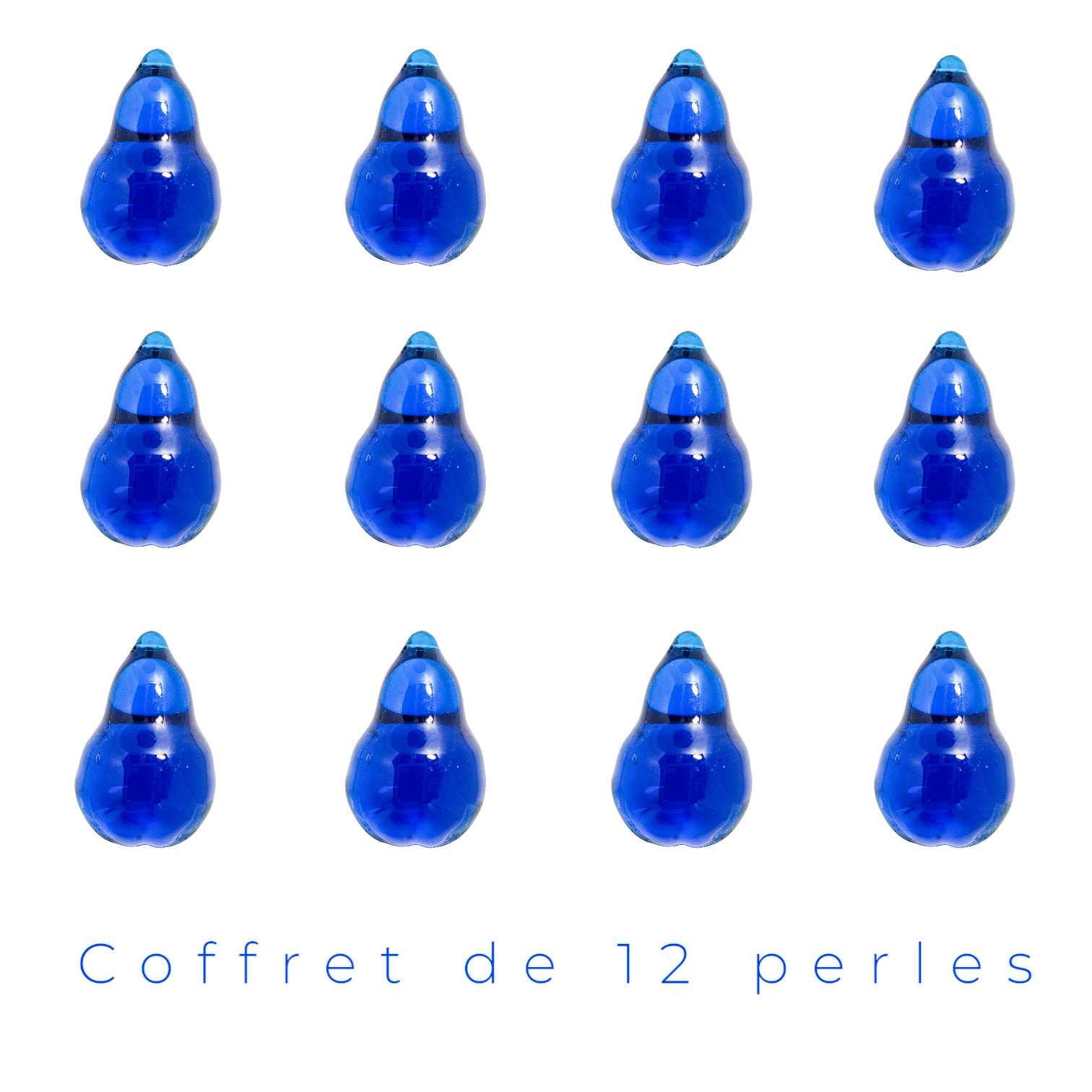 Perles décoratives en verre poire bleu azur 6x4 cm pour vase
