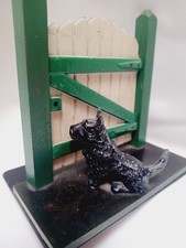 Vintage Scottie Dog Fence Gate American bookend cast iron original paint Green