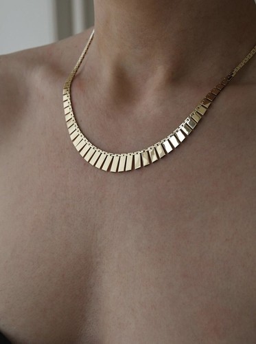 14kYellow Gold 3-7mm Vintage Fringed Cleopatra Link 16in Choker Necklace - Picture 2 of 10