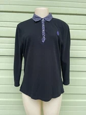 Lauren Active Ralph Lauren Women Polo Shirt Top Long Sleeve Logo Size L #6127K