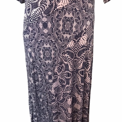 Soft Surroundings Juliette Jersey Maxi Dress Navy Tile Pattern Petite Sz Large - Picture 4 of 10
