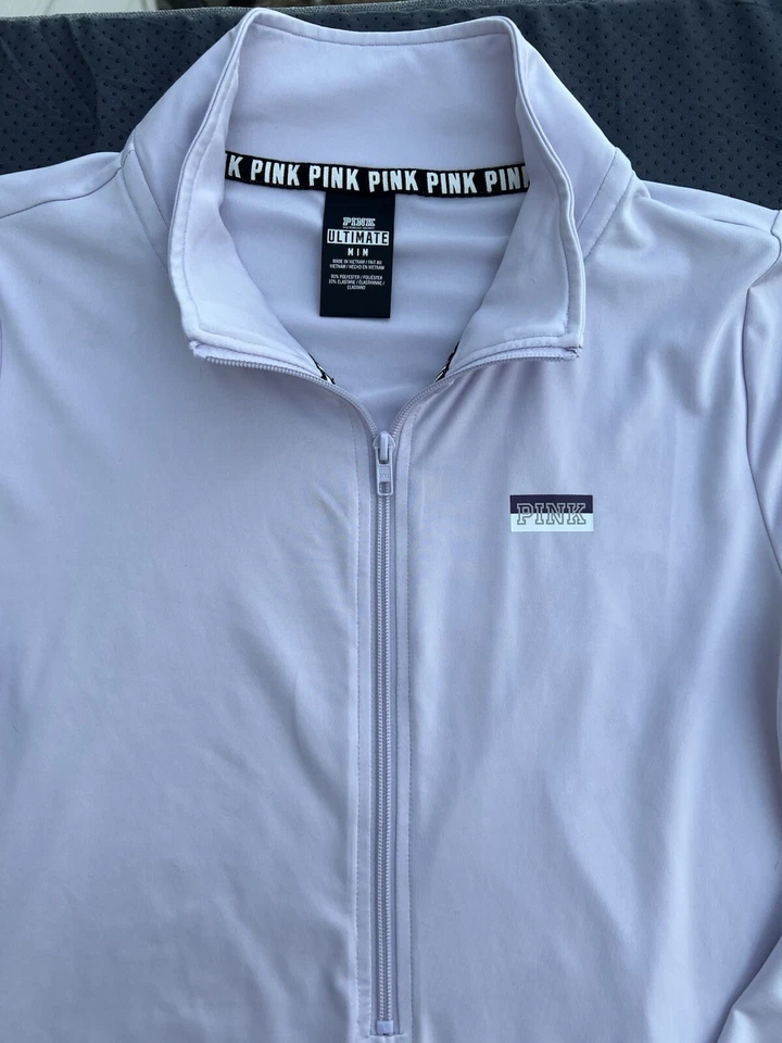 Camiseta esportiva atlética Victoria's Secret rosa pulôver meio zíper Ultimate - Imagem 2 de 2