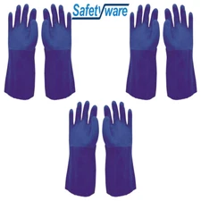 3 Pair Safetyware Double Dipped PVC Gauntlet Chemical Resistant Work Gloves Bulk