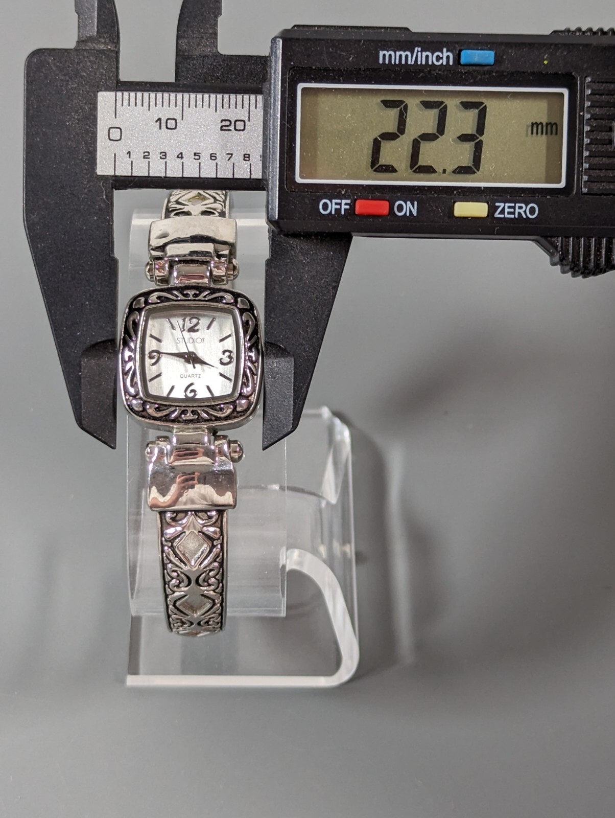 Studio Silver Tone Dial Square Case Hinge Bracele… - image 3