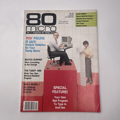 80 Micro Magazine Tandy Users April 1986 - Analyze Statistics On Tandy Micro