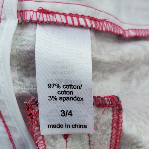 Maurices Womens Shorts 3/4 Multicolor Chino Paisley Hot Pink Neon Yellow Cuffed - Picture 10 of 12
