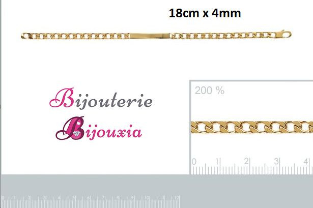 Bracelet Gourmette Plaqué Or 18 Carats - Gravure Personnalisable - Bijouxia - Neuf Avec Étiquettes